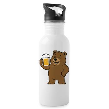 Bear with beer glass - Water bottle with straw - white - Right
