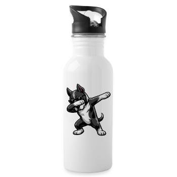 Dabbing Great Dane in comic style - Water bottle with straw - white - Right