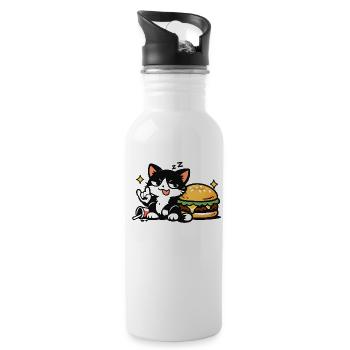 Sleepy Rebel Cat – Nope I’m Napping - Water bottle with straw - white - Right