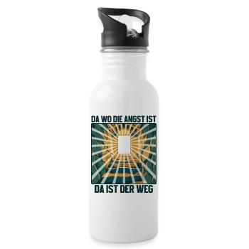 Da wo die Angst ist, da ist der Weg! - Trinkflasche mit integriertem Trinkhalm - Weiß - Rechts