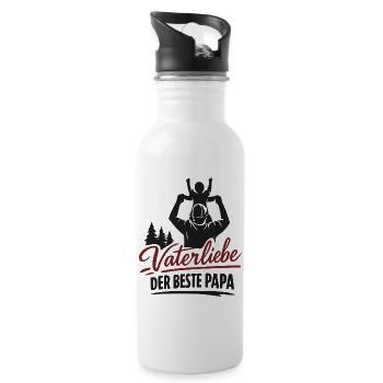 Vaterliebe – Der beste Papa - Trinkflasche mit integriertem Trinkhalm - Weiß - Rechts