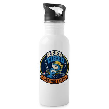 Reel Tired – Fishing Later - Water bottle with straw - white - Right