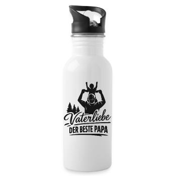 Vaterliebe: Der beste Papa - Trinkflasche mit integriertem Trinkhalm - Weiß - Rechts