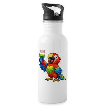 Papagei mit einem Eis - Water bottle with straw - white - Right