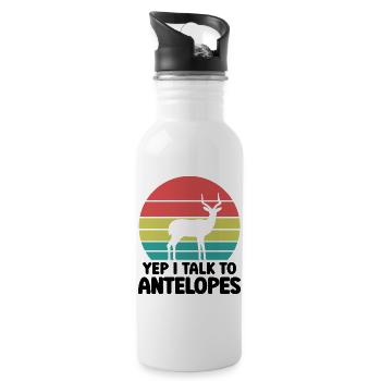 Antelope Vintage Humor Saying Safari - Water bottle with straw - white - Right