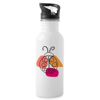 Hand Drawn One Line Ladybug - Water bottle with straw - white - Right