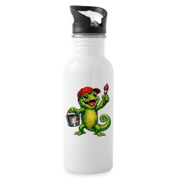 Caméléon avec couleur - Gourde avec paille intégrée - blanc - Droite