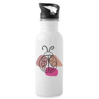 Lineart Ladybug Design - Water bottle with straw - white - Right