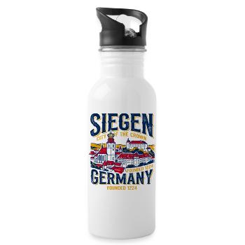 Vintage Siegen Allemagne City Of The Crown - Gourde avec paille intégrée - blanc - Droite