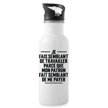 Je fais semblant de travailler - Gourde avec paille intégrée - blanc - Droite