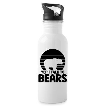 Bärensilhouette Statement - Trinkflasche mit integriertem Trinkhalm - Weiß - Rechts
