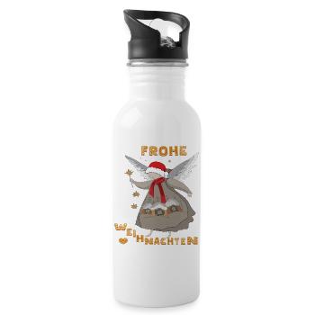 Frohe Weihnachten - Trinkflasche mit integriertem Trinkhalm - Weiß - Rechts