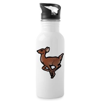 Rehkitz-in-Bewegung-Silhouette - Trinkflasche mit integriertem Trinkhalm - Weiß - Rechts