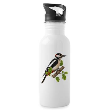 Buntspecht - Trinkflasche mit integriertem Trinkhalm - Weiß - Rechts