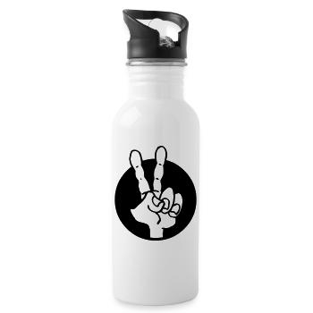 Hand frieden - Trinkflasche mit integriertem Trinkhalm - Weiß - Rechts