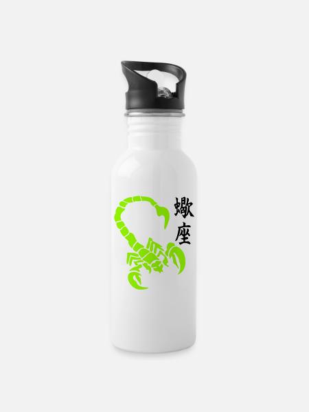 skorpion_kanji_02 - Gourde avec paille intégrée - blanc