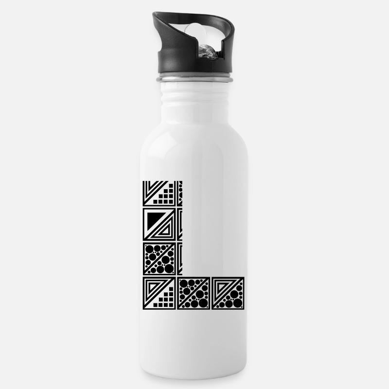 Buchstabe L - Trinkflasche mit integriertem Trinkhalm - Weiß