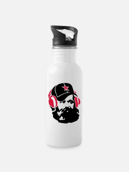 marx_star_ot_2color_bg - Water bottle with straw - white