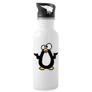 Pinguin - Trinkflasche mit integriertem Trinkhalm - Weiß - Rechts