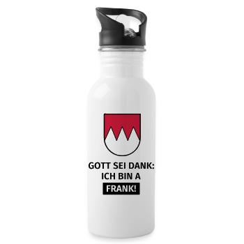 Gott sei Dank ich bin a Frank - Trinkflasche mit integriertem Trinkhalm - Weiß - Rechts