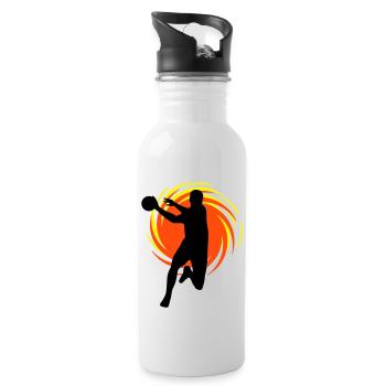 Wirbel Handballer - Trinkflasche mit integriertem Trinkhalm - Weiß - Rechts
