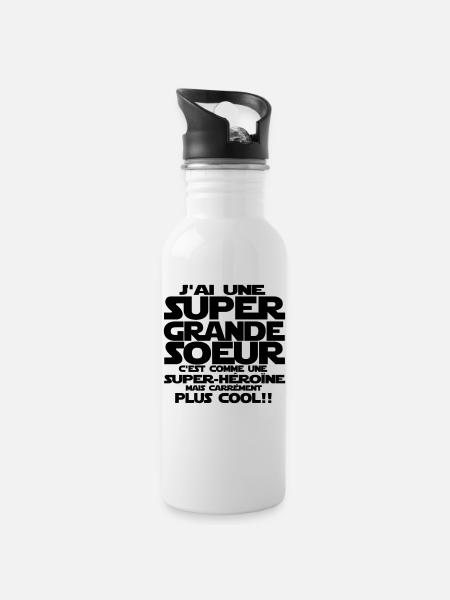 j'ai une super grande sœur - Gourde avec paille intégrée - blanc