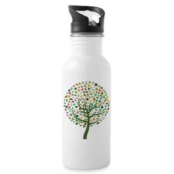 Seasonal Leaves - Trinkflasche mit integriertem Trinkhalm - Weiß - Rechts