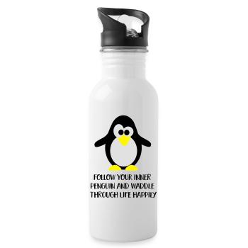 Pinguin - Water bottle with straw - white - Right