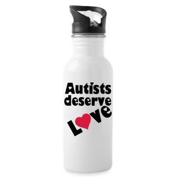 Autists deserve Love Autist Autisme cadeau - Gourde avec paille intégrée - blanc - Droite