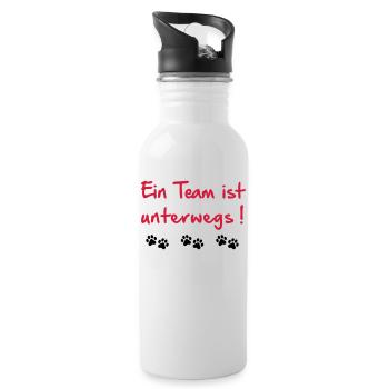 Team ist unterwegs - Trinkflasche mit integriertem Trinkhalm - Weiß - Rechts