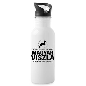 MAGYAR VIZSLA ich höre aufs wuff Wilsigns Hunde - Trinkflasche mit integriertem Trinkhalm - Weiß - Rechts