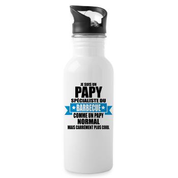 je suis un papy spécialiste du barbecue - Gourde avec paille intégrée - blanc - Droite