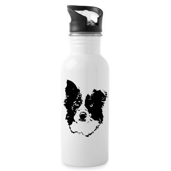 border_collie_benny_cb - Trinkflasche mit integriertem Trinkhalm - Weiß - Rechts