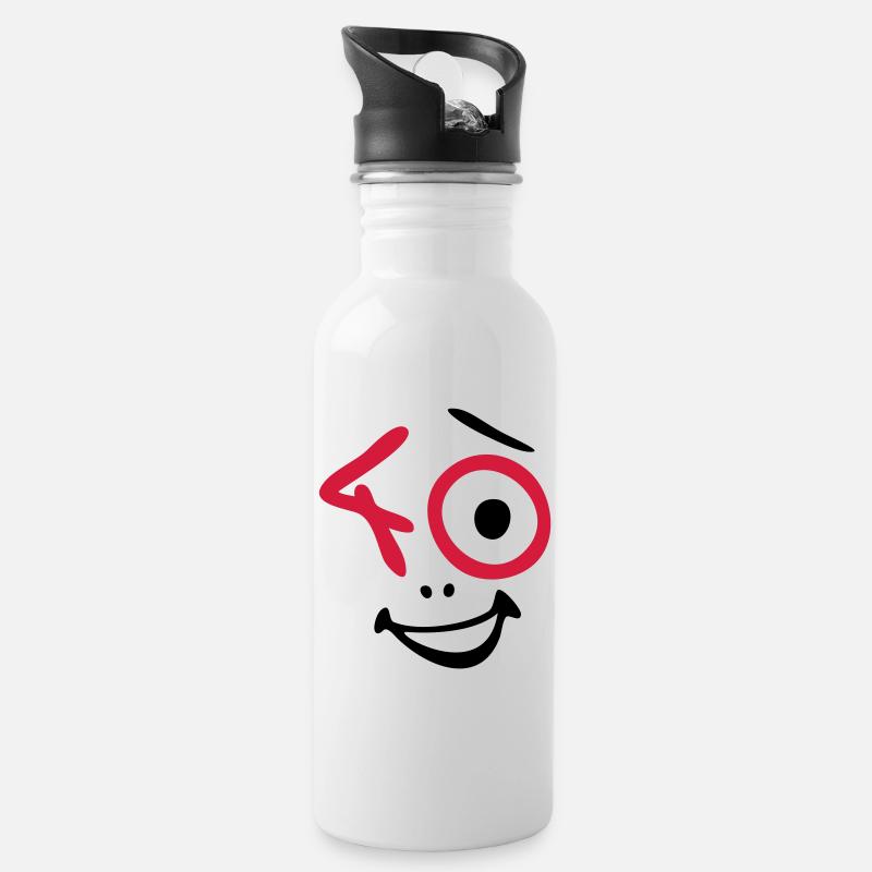 Wow, 40 years! - Water bottle with straw - white