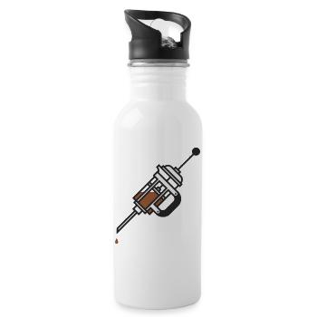 Kaffee Kaffee Kaffee - Trinkflasche mit integriertem Trinkhalm - Weiß - Rechts