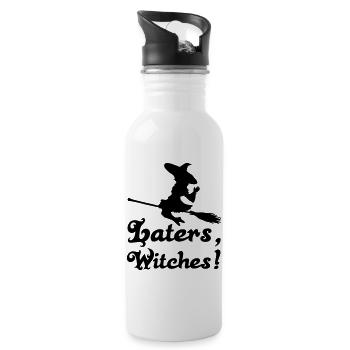 Halloween, Hexe, Fun, lustig, Spruch, Geschenk - Trinkflasche mit integriertem Trinkhalm - Weiß - Rechts