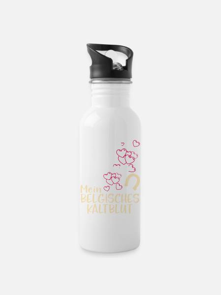 BELGISCHES-KALTBLUT- mein - Trinkflasche mit integriertem Trinkhalm - Weiß