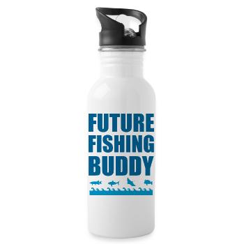 future fishing buddy - Water bottle with straw - white - Right