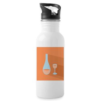 Flasche und Glas - Trinkflasche mit integriertem Trinkhalm - Weiß - Rechts