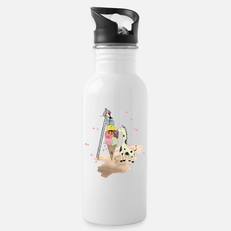 Wildlife Icecream - Trinkflasche mit integriertem Trinkhalm - Weiß