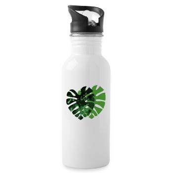 Monstera-Pflanze - Trinkflasche mit integriertem Trinkhalm - Weiß - Rechts