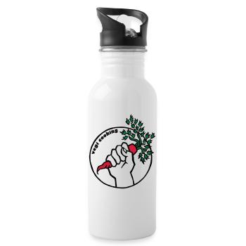 Vegan - Trinkflasche mit integriertem Trinkhalm - Weiß - Rechts
