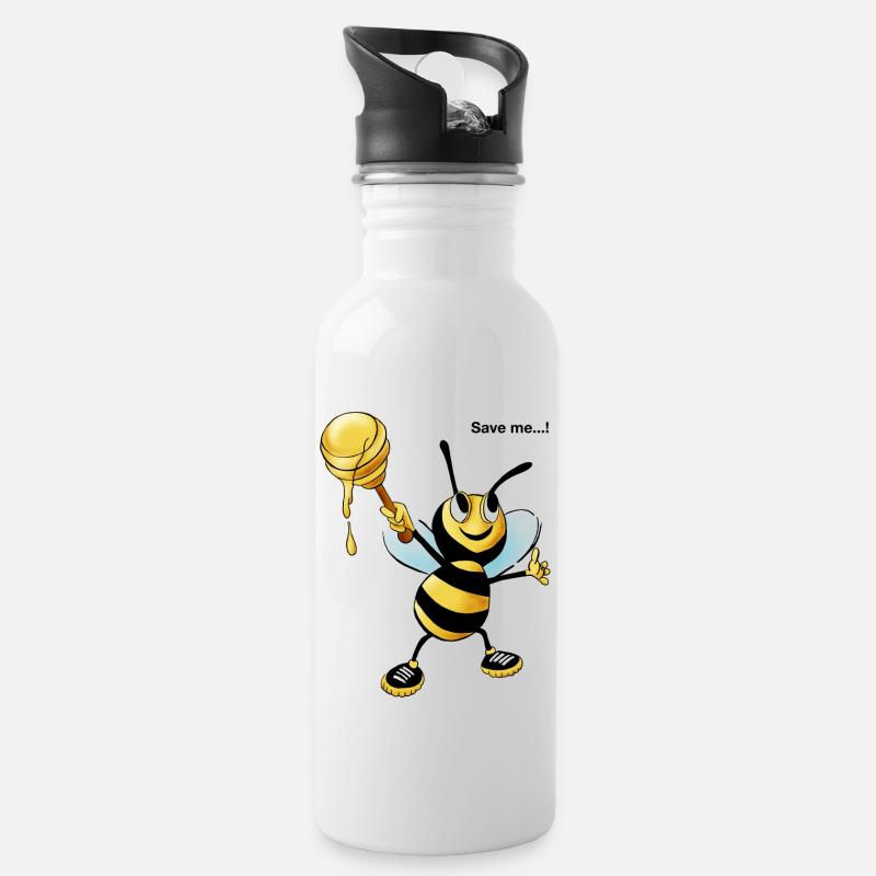 abeille - Gourde avec paille intégrée - blanc
