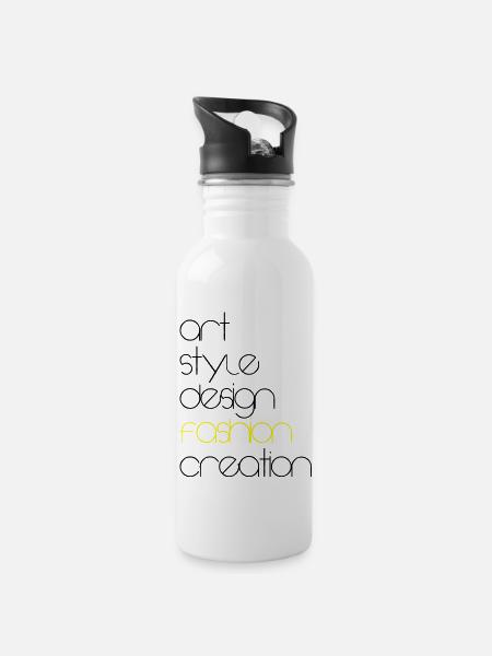 Fashion - Water bottle with straw - white