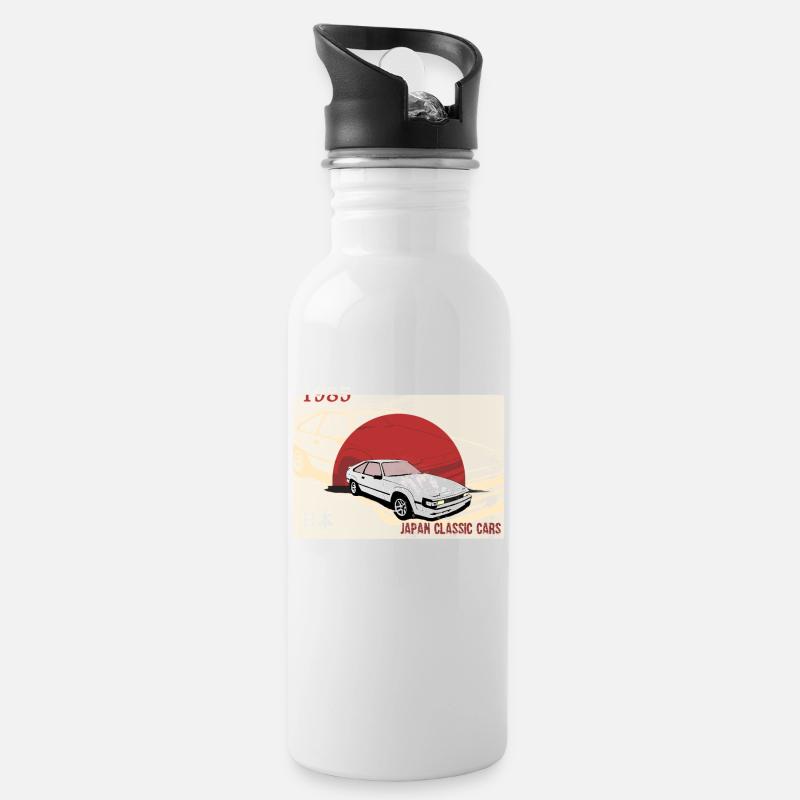 Japanische Autos, klassische Auto, oldtimer - Trinkflasche mit integriertem Trinkhalm - Weiß