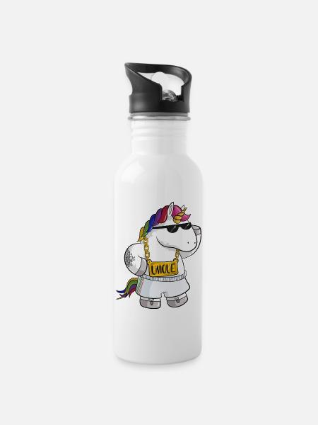 Licorne de dessin animé unique - Gourde avec paille intégrée - blanc