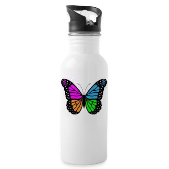 Butterfly butterfly - Water bottle with straw - white - Right