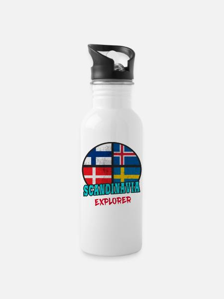 Scandinavia Explorer / Scandinavie / Cadeau - Gourde avec paille intégrée - blanc