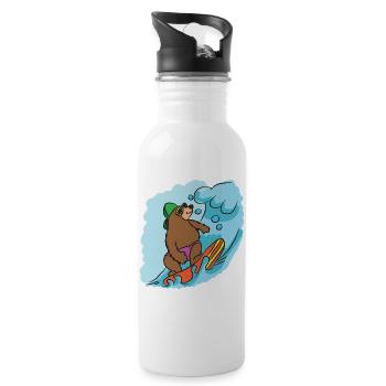 Surfen - Trinkflasche mit integriertem Trinkhalm - Weiß - Rechts