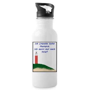 Therapie? - Ich muss nur nach Texel! - Trinkflasche mit integriertem Trinkhalm - Weiß - Rechts